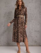 rosa Rochie Maro din Viscoză cu croială tip cămașă cu cordon decorată cu imprimeu de șarpe Norinna