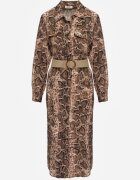 rosa Rochie Maro din Viscoză cu croială tip cămașă cu cordon decorată cu imprimeu de șarpe Norinna