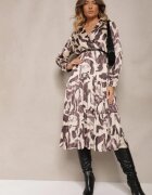 rosa Rochie Maro Imprimată Petrecută cu curea și elastic în talie Zinnerva