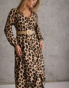 rosa Rochie Maro Imprimeu leopard din Viscoză cu croi evazat cu cordon Meliri