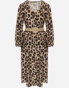 rosa Rochie Maro Imprimeu leopard din Viscoză cu croi evazat cu cordon Meliri