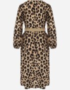 rosa Rochie Maro Imprimeu leopard din Viscoză cu croi evazat cu cordon Meliri