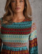 rosa Rochie Maxi Cloche Albastru-Roșu cu Volan la Tivi Angon