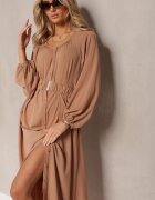 rosa Rochie Maxi Maro Deschis cu croială lejeră cu nasturi și curea cu cataramă metalică Ferian