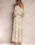 rosa Rochie maxi Mentă cu curea împletită și elastic în talie cu flori Elanisa