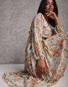 rosa Rochie Maxi mentă cu Decolteu petrecut și elastic cu legătură în talie Alret