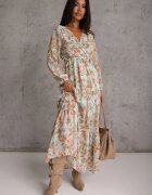 rosa Rochie Maxi mentă cu Decolteu petrecut și elastic cu legătură în talie Alret