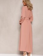 rosa Rochie maxi roz închis cu croială lejeră cu nasturi și curea cu cataramă metalică Ferian