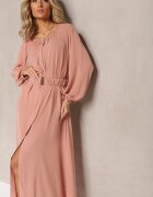 rosa Rochie maxi roz închis cu croială lejeră cu nasturi și curea cu cataramă metalică Ferian