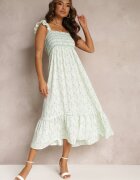 rosa Rochie Maxi Verde Cloș Cu Bretele Cu Volane Azah