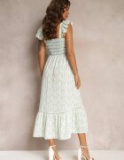 rosa Rochie Maxi Verde Cloș Cu Bretele Cu Volane Azah