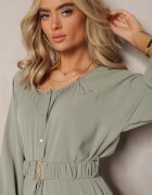 rosa Rochie Maxi Verde închisă cu croială lejeră cu nasturi și curea cu cataramă metalică Ferian