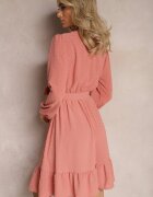 rosa Rochie Mini Roz Cloș cu Centură din Material din Țesătură Plumeti Digia