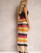 rosa Rochie Multicoloră Perforată în Dungi cu Bretele Yariushva