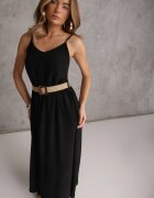 rosa Rochie Neagră cu centură Auxonia