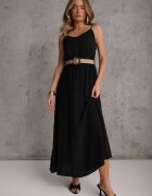 rosa Rochie Neagră cu centură Auxonia