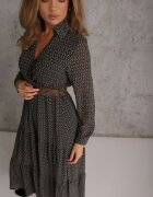 rosa Rochie Neagră Cu Curea Agareope