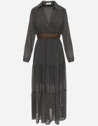 rosa Rochie Neagră Cu Curea Agareope
