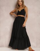 rosa Rochie Neagră cu Curea Asoonice