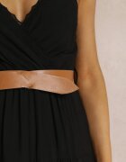 rosa Rochie Neagră cu Curea Asoonice