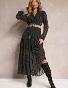 rosa Rochie neagră cu curea Erenope