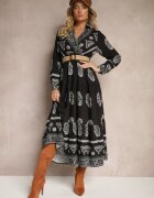rosa Rochie Neagră cu Viscoză și Decolteu petrecut Mirilaine