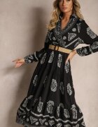 rosa Rochie Neagră cu Viscoză și Decolteu petrecut Mirilaine