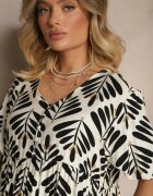 rosa Rochie Neagră din Viscoză cu croială evazată cu imprimeu floral Heledis