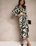 rosa Rochie Neagră din Viscoză cu Croială Tip Cămașă cu Curea Împletită Faledina
