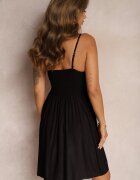 rosa Rochie neagră în plic din bumbac cu bretele reglabile și elastic în talie Sennea