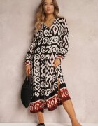 rosa Rochie Neagră Maxi cu fante și buzunare inserate Ranno