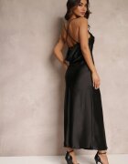 rosa Rochie Neagră Satinată Chusposea