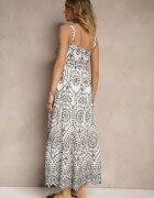 rosa Rochie Negru-Alb din Bumbac cu Model Brodat Sadiralle
