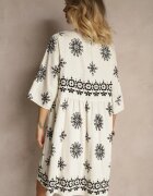 rosa Rochie Negru-Crem Decorată Cu model ornamental Din viscoză Daviloria