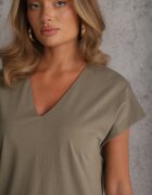 rosa Rochie oversize din bumbac cu buzunare și decolteu în V Iphne Bej închis