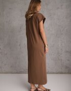 rosa Rochie oversize din bumbac cu buzunare și decolteu în V Iphne Maro