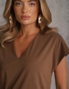 rosa Rochie oversize din bumbac cu buzunare și decolteu în V Iphne Maro
