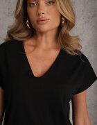 rosa Rochie oversize din bumbac cu buzunare și decolteu în V Iphne Neagră