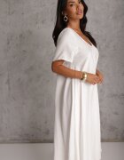 rosa Rochie oversize din viscoză decorată cu strasuri Erone Albă