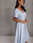 rosa Rochie oversize din viscoză decorată cu strasuri Erone Albastră