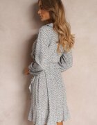 rosa Rochie Petrecută Albastră Mini cu Decolteu Decorativ Kahadi