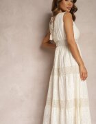 rosa Rochie petrecută bej maxi cu legătură la spate din dantelă Sonaia