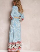 rosa Rochie Petrecută Cloș Albastru-Roz cu curea împletită Alymara