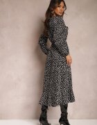 rosa Rochie petrecută negră midi cu volane și imprimeu cu buline Averyterry