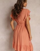 rosa Rochie Portocalie Cloș cu elastic în talie și decolteu plic Araunya
