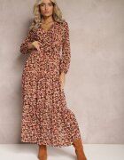 rosa Rochie Portocalie cu decolteu petrecut cu pete Irdra