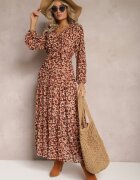 rosa Rochie Portocalie cu decolteu petrecut cu pete Irdra