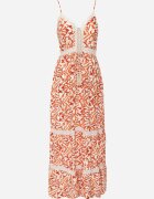 rosa Rochie Portocalie din Bumbac cu Bretele cu Elastic în Talie și Broderie Vikanda