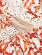 rosa Rochie Portocalie din Bumbac cu Bretele cu Elastic în Talie și Broderie Vikanda