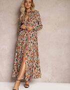 rosa Rochie Portocalie tip cămașă cu nasturi cu volane Eriso